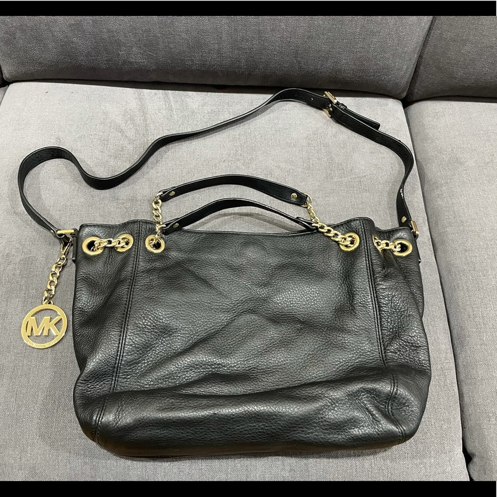 COPY - Michael Kors Gold Chain Black leather Bag